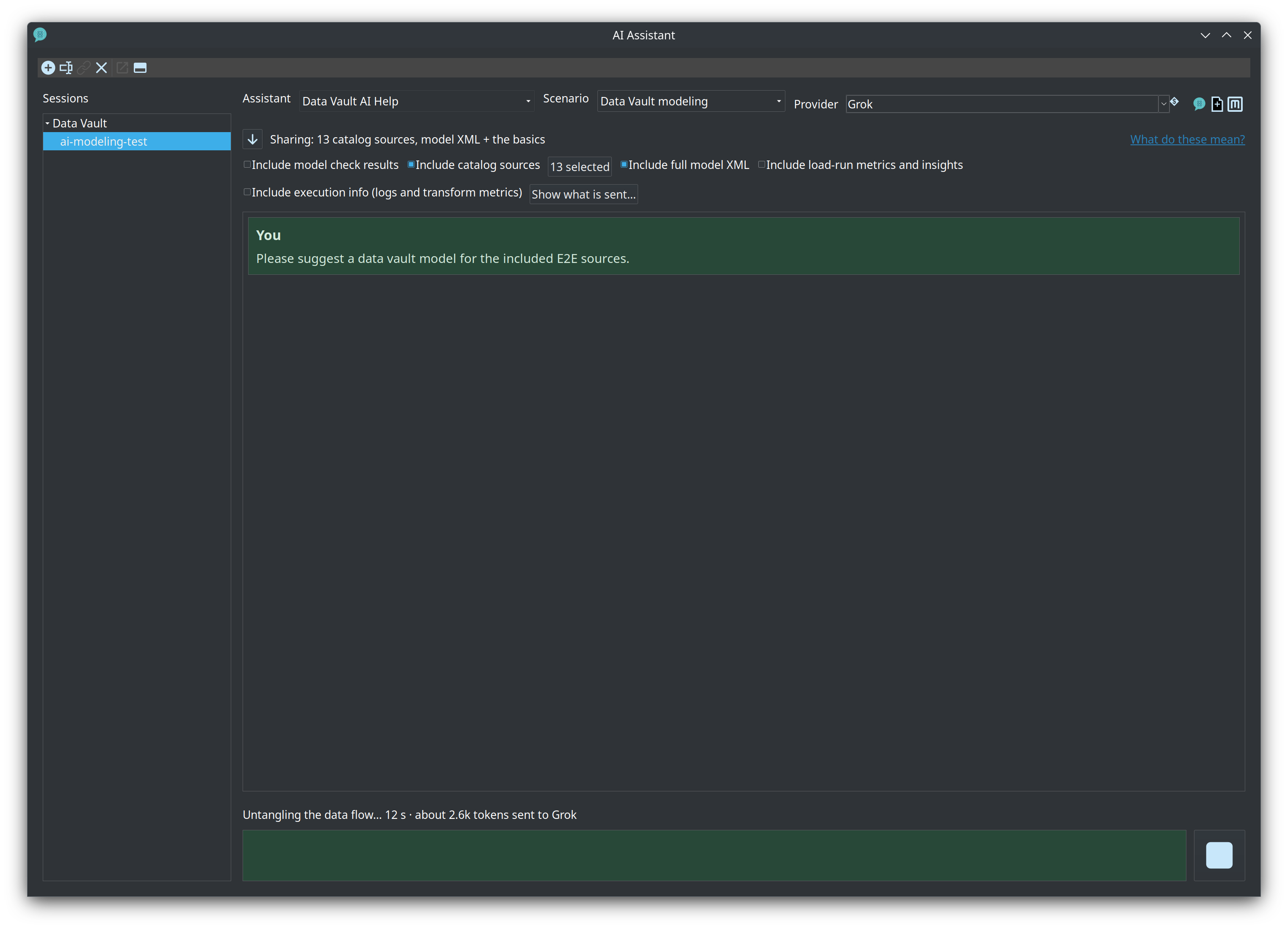 The question running with 13 catalog sources selected