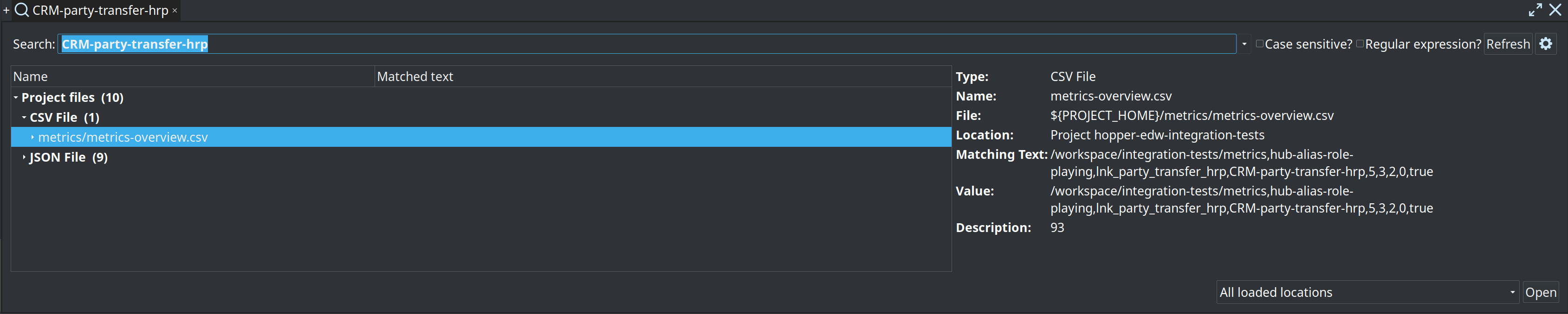 Search Everywhere — model hit under Project files